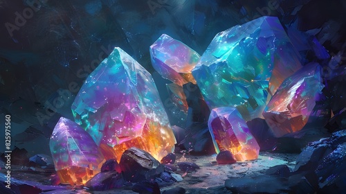 Enchanting Opal Praline Fantasy:Iridescent Gems in a Hidden Otherworldly Realm photo