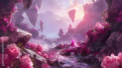 Enchanting Rhodochrosite Blondie Valley:A Surreal Floral Oasis of Natural Beauty and Wonder photo