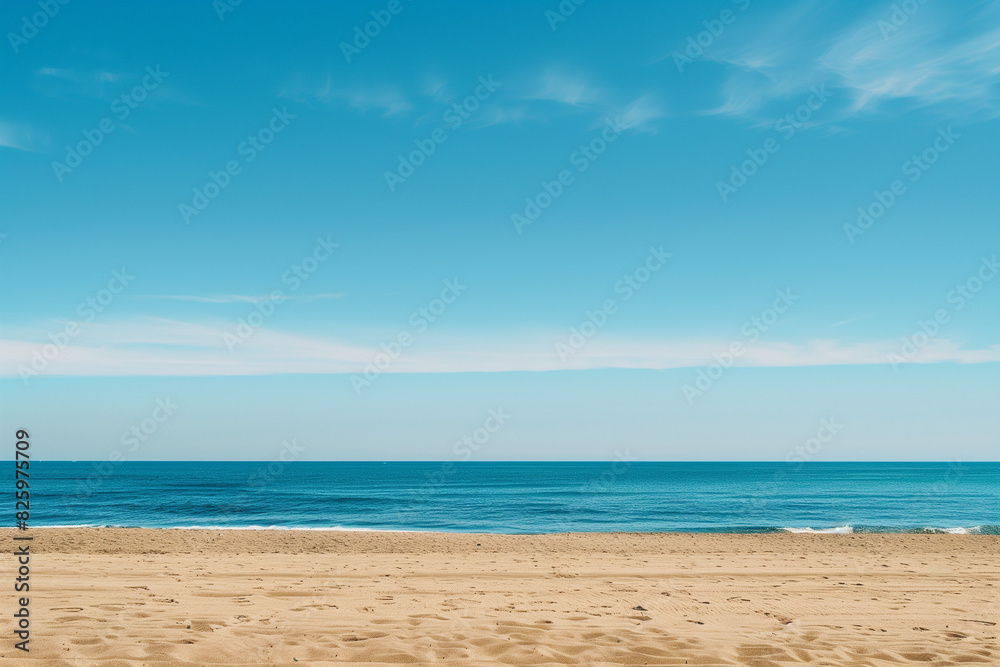 Sunlit Beach with Blue Sky and Ocean View Sunlit Beach with Blue Sky and Ocean View
