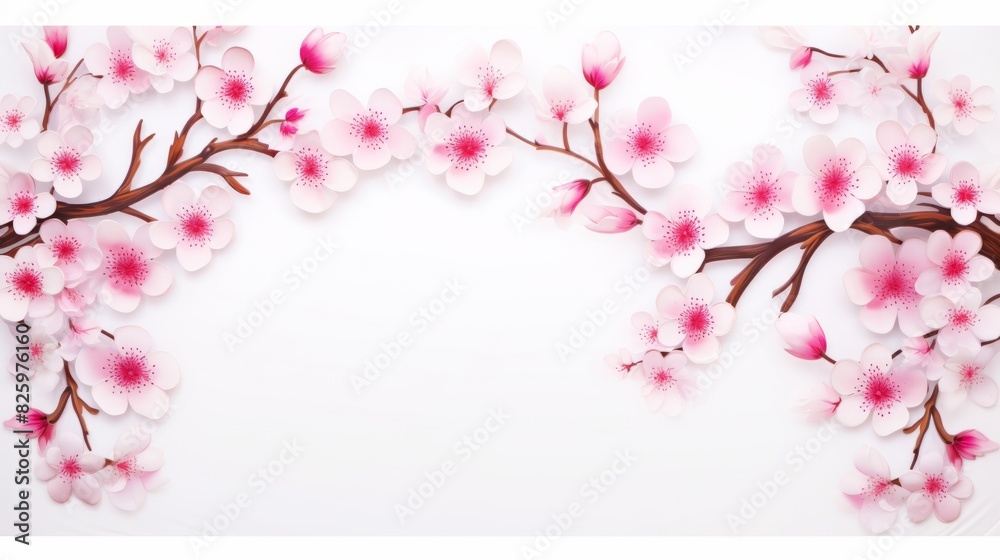 Frame of Sakura Cherry Blossoms Spring flower of Japan white background Frame of Sakura Cherry Blossoms Spring flower of Japan white background