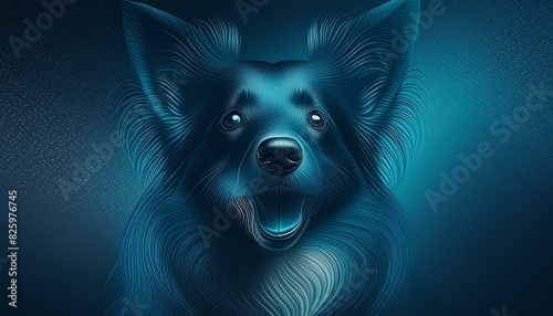chien bleu numérique en ia expression joyeuse photo