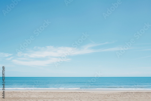 Sunlit Beach with Blue Sky and Ocean View