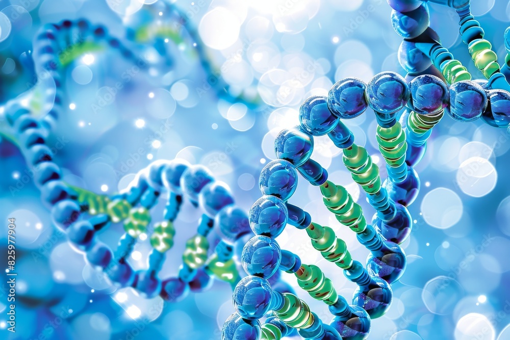 Glowing blue DNA spirals encapsulated in ice crystals, representing the preservation of genetic material in extreme conditions Glowing blue DNA spirals encapsulated in ice crystals, representing the preservation of genetic material in extreme conditions