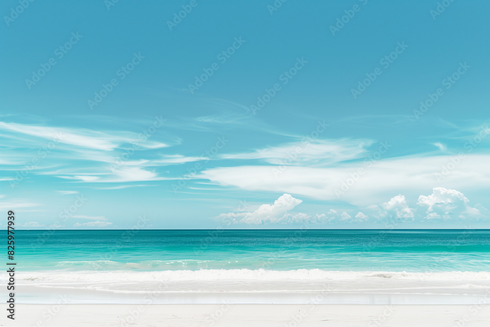 Sunlit Beach with Blue Sky and Ocean View Sunlit Beach with Blue Sky and Ocean View