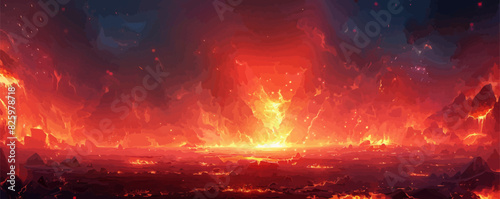 Battle arena in hell with lava vector