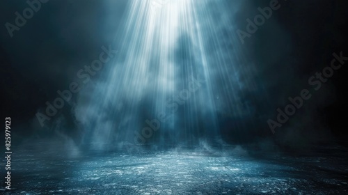Beam Light. Divine Rays of Light Piercing Through the Mystical Fog