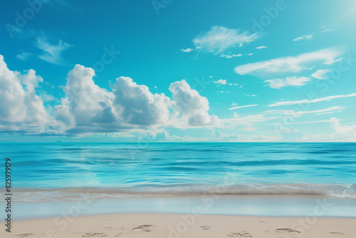 Sunlit Beach with Blue Sky and Ocean View © song