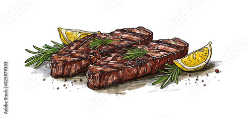 Steak bbq drawing. vector simple illustration