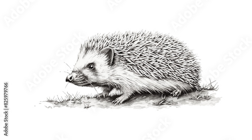 hedgehog Engraving style. Simple pencil drawing vector