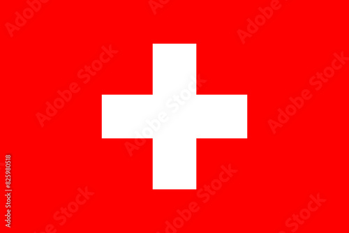 Swiss flag. Official national flag of Switzerland. Correct proportions and colors. Vector illustration