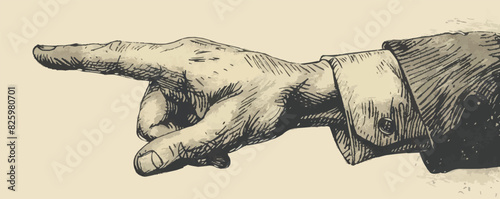 Retro pointing hand. Hand drawn sketch in vintage style. vector simple illustration