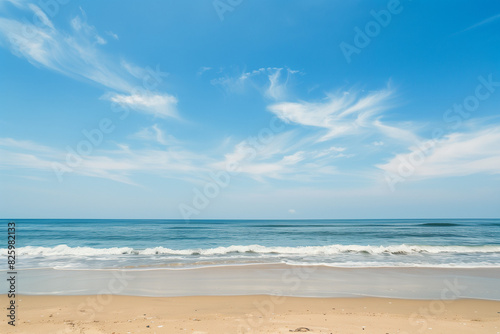 Sunlit Beach with Blue Sky and Ocean View © song