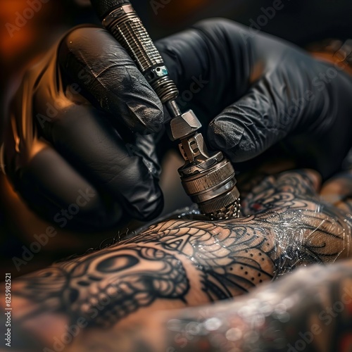 Closeup photo shoot of tattoo making art