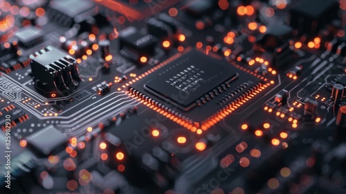 close up view of a circuit board with intricate patterns of electronic components