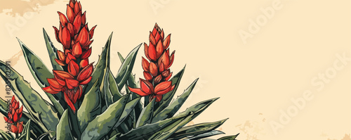 Scarlet plant aloe hand drawn sketch. vector simple illustration