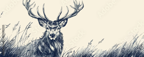 Vector illustration of hand drawn noble deer