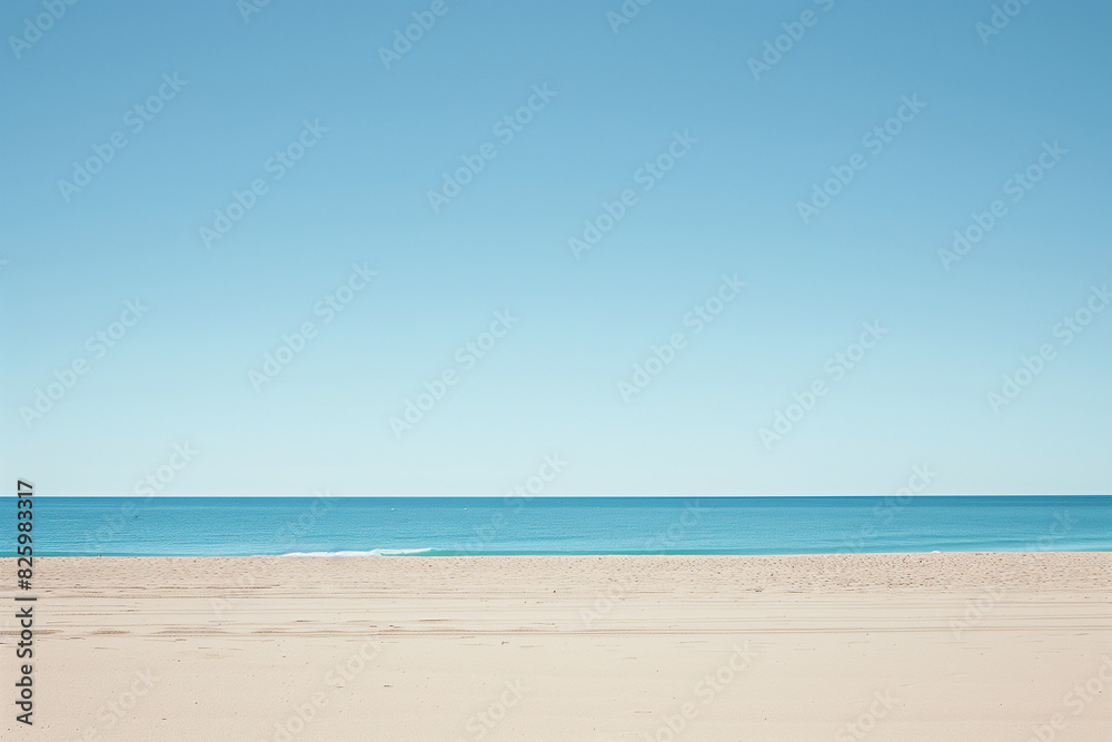 Fototapeta premium Sunny Beach with Blue Sky and Ocean View