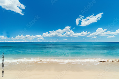 Sunny Beach with Blue Sky and Ocean View