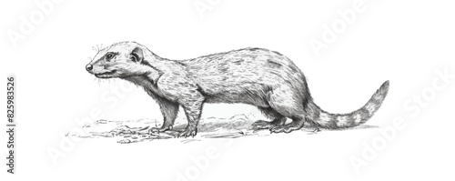 mongoose Engraving style. Simple pencil drawing. vector simple illustration
