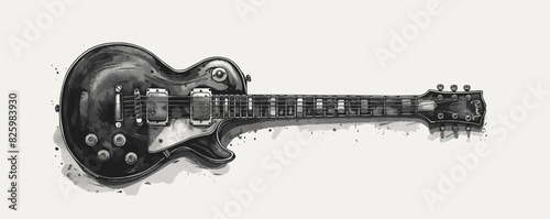 Electric guitar vintage sketch, hand drawn in doodle style. vector simple illustration