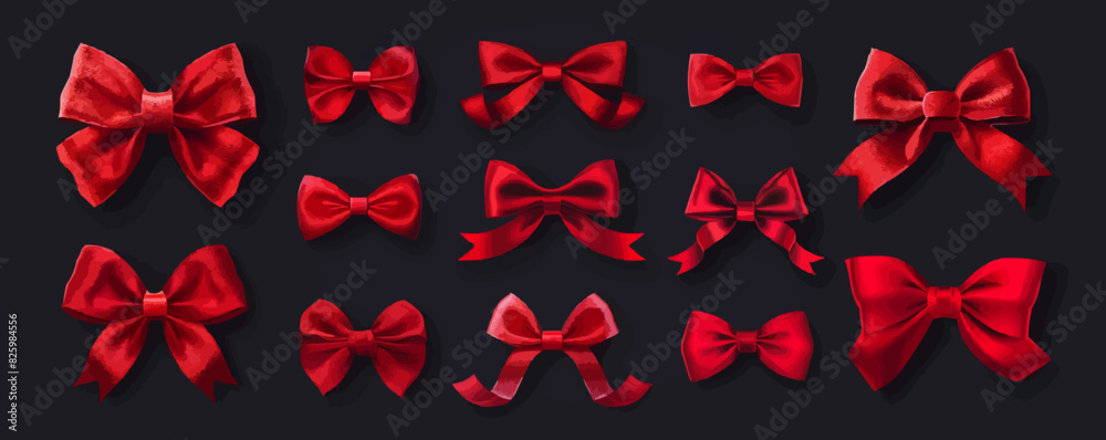 Flat red bows. Isolated on background. vector simple illustration Flat red bows. Isolated on background. vector simple illustration