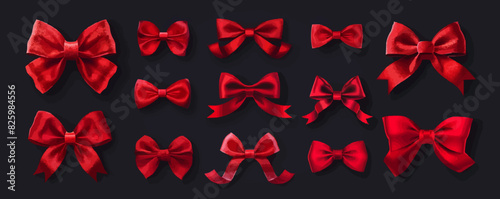 Flat red bows. Isolated on background. vector simple illustration