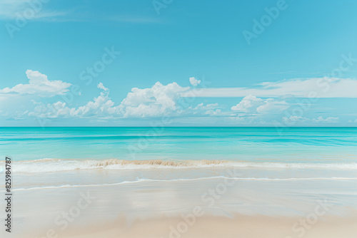 Sunny Beach with Blue Sky and Ocean View