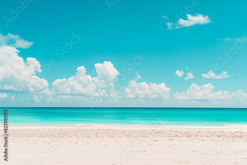 Sunny Beach with Blue Sky and Ocean View