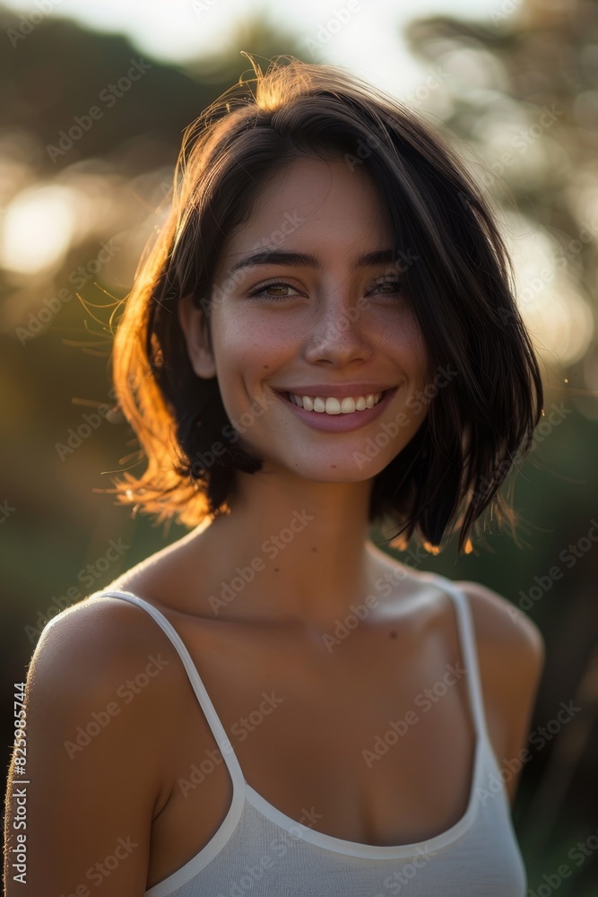 Portrait of a young woman with short, shoulder length hair. have a beautiful smile Portrait of a young woman with short, shoulder length hair. have a beautiful smile