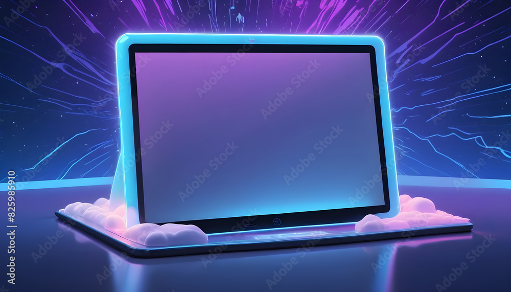 Tablet computer with blank white screen mock up 1