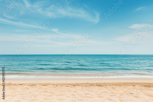 Sunny Beach with Blue Sky and Ocean View