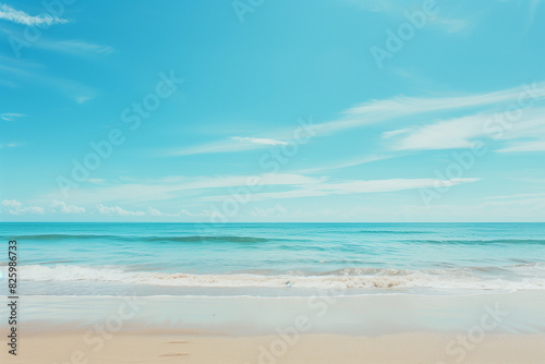 Sunny Beach with Blue Sky and Ocean View