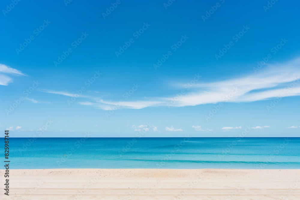 Obraz premium Sunny Beach with Blue Sky and Ocean View