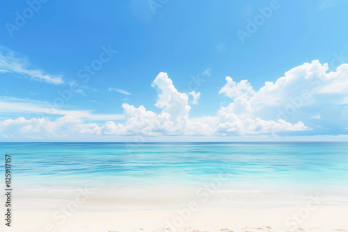 Sunny Beach with Blue Sky and Ocean View