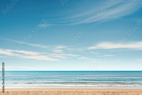 Sunny Beach with Blue Sky and Ocean View