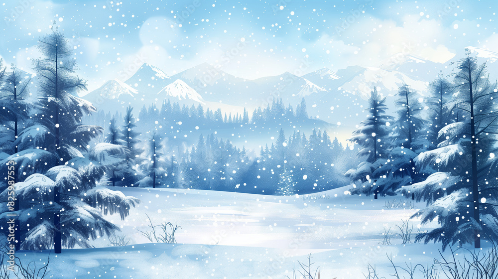 Winter Landscape Background for Christmas and New Year
