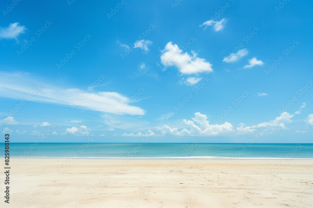 Sunny Beach with Blue Sky and Ocean View