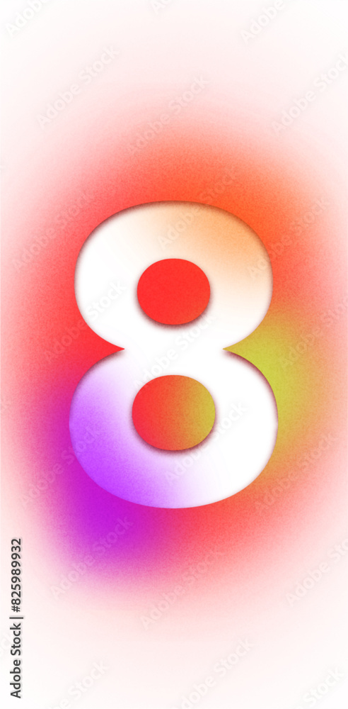 Gradient Number Eight with Noise Wallpaper Poster Modern and Eye-Catching Design Featuring a Central Number Eight and Smooth Color Blending with Noise Gradient Number Eight with Noise Wallpaper Poster Modern and Eye-Catching Design Featuring a Central Number Eight and Smooth Color Blending with Noise