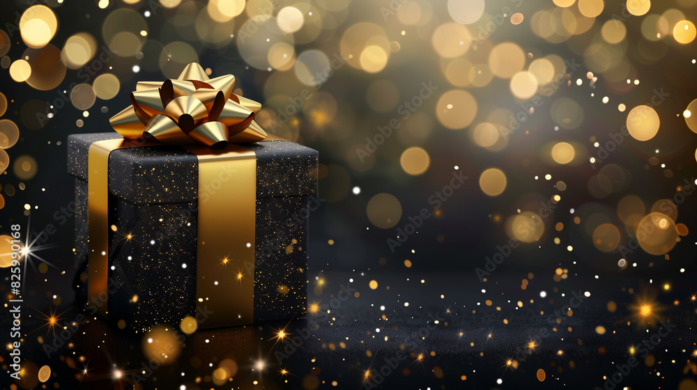 Gift Box with Ribbon and Bokeh Background Gift Box with Ribbon and Bokeh Background