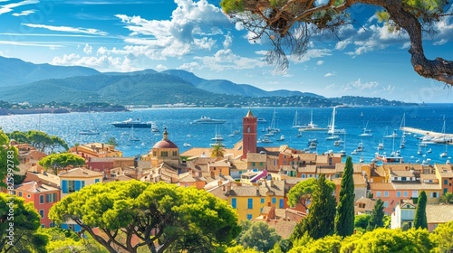 View of the city of Saint-Tropez, Provence, Cote d Azur, a popular destination for travel in Europe