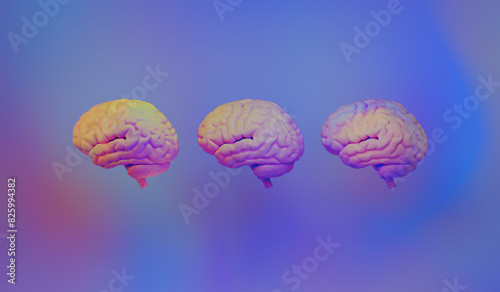 hree brains, Anatomy, Medical Illustration, Gradient, Pastel Colors Creative Brain, Abstract Brain, Mind, Cognition, Mental Health, Neuroscience, Science

 photo