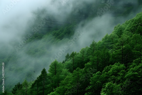 Mysterious Misty Mountain Forest Landscape for Nature Prints  Posters  and Wall Art