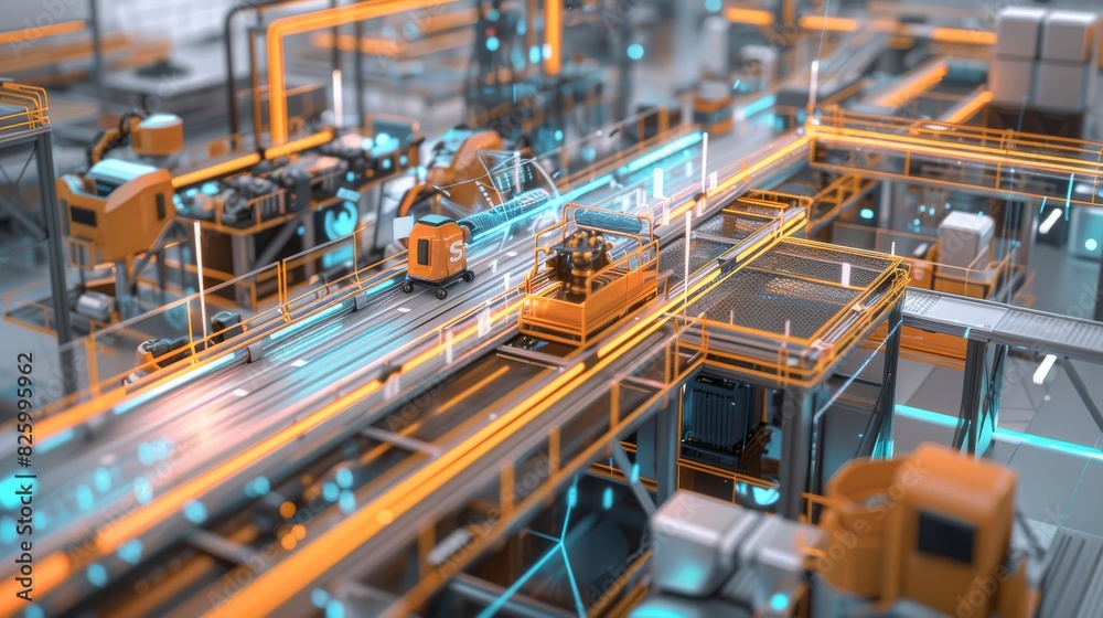 futuristic AI powered factory or production line futuristic AI powered factory or production line
