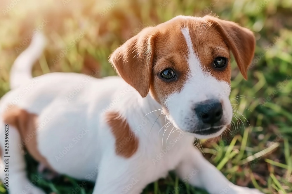 An adorable dog is captured looking up at the camera with wide, expressive eyes full of curiosity and affection. The background is softly blurred. An adorable dog is captured looking up at the camera with wide, expressive eyes full of curiosity and affection. The background is softly blurred.