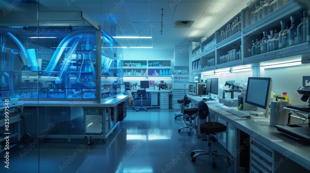 A futuristic bioengineering lab technology A futuristic bioengineering lab technology