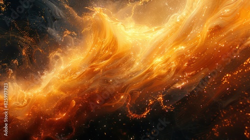 an illustration of fire in space  showcasing cloud like flares of fire