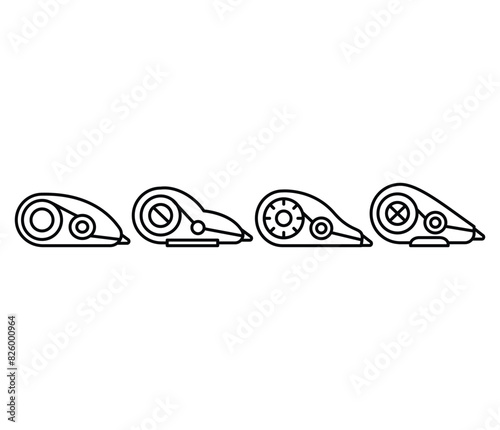 correction tape icons vector design simple line black white illustration symbol template sets isolated