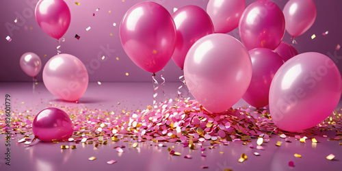 happy birthday symbols :colorful balloons and confetti