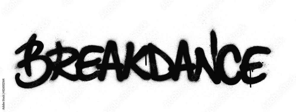 Graffiti breakdance word sprayed in black over white
