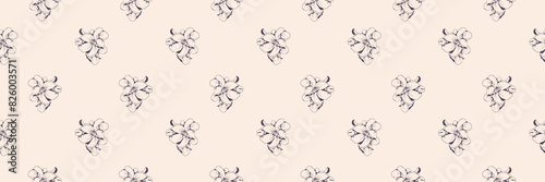 Hand drawn floral pattern vector design. Flower drawing simple ornament.